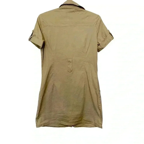 Costa Blanca tan, crisp, cotton/spandex midi dress with lots of pockets - Picture 3 of 5